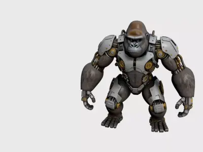 Mechanical Gorilla 3D Model  Sci-Fi Robotic Creature 3D model