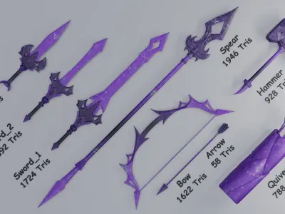 Melee Weapon Pack 01 Low-poly 3D model