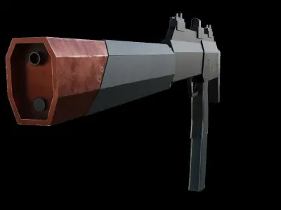Sci-fi gun Low-poly 3D model 10