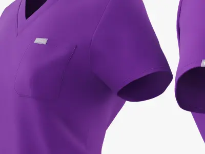 FIGS Catarina One Pocket Scrub Top Purple 3D model