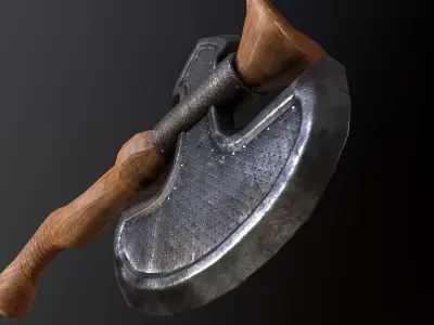 Game Ready Wooden Axe  Low-poly 3D model