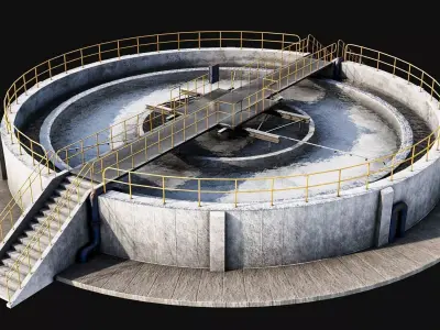 Waste Water Oil  Treatment  Plant Low-poly 3D model