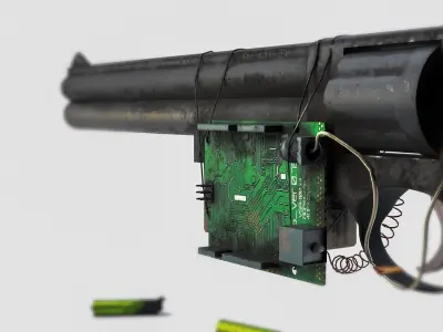 Sci-Fi Revolver  Low-poly 3D model