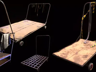 Platform Push Cart PBR Free low-poly 3D model