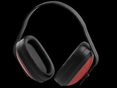 Earmuffs Red Low-poly 3D model