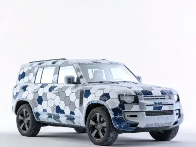 Realistic Sci-Fi Arctic Hex-Camo SUV Low-poly 3D model