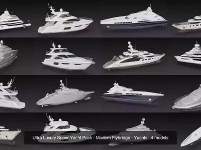 Ultra Luxury Super Yacht Pack - Modern Flybridge - Yachts
