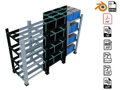 Rack With Battery - level 4 3D model