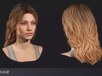 Realistic female hairstyles - pack 4 Low-poly 3D model
