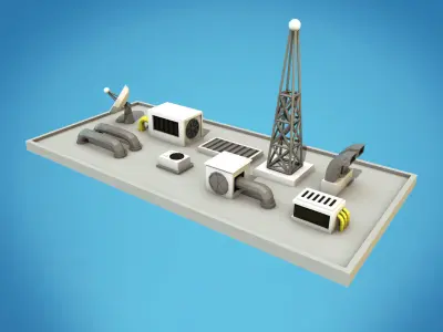 Cartoon Roof Technics Low-poly 3D model