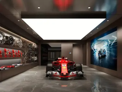 The car ferrari racing in garage 3D model
