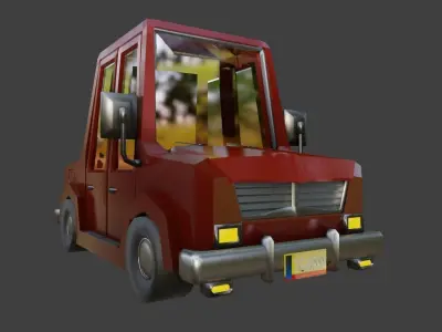 Low Poly Cartoon Car Low-poly 3D model