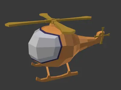 Cartoon Helicopter Low-poly 3D model