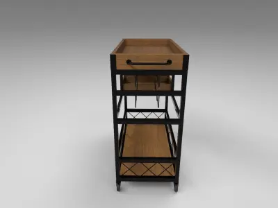 Wooden Serving Trolley 3D model purchase