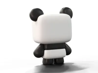 Stylized Cute Panda Character Low-poly 3D model