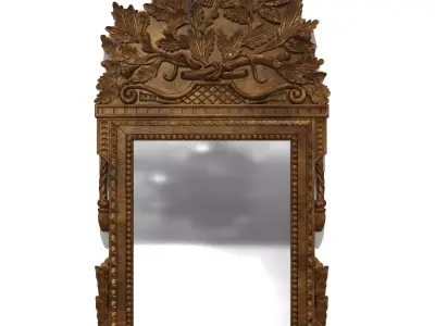 Custom made Antique Hand Carved French Wooden Mirror 3D model