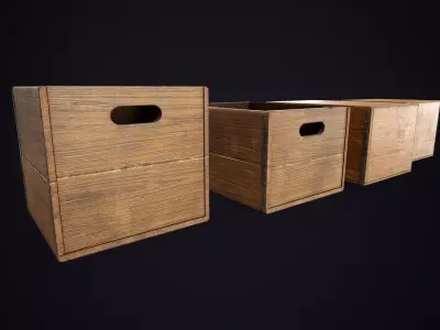Vintage Wooden Crates Low-poly 3D model