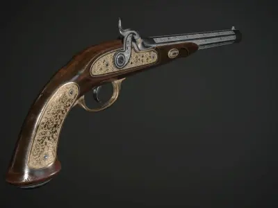 Classic Capsular Pistol - model and textures Low-poly 3D model