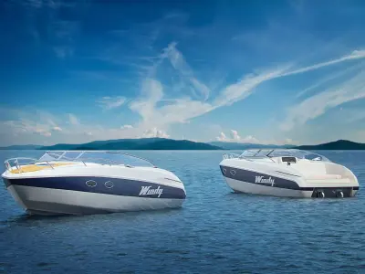 White and blue exlusive yacht 3D model