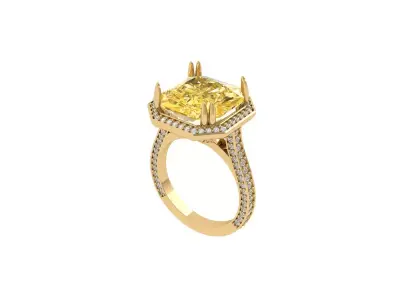 Asscher Art Deco Ring 3D print model 4