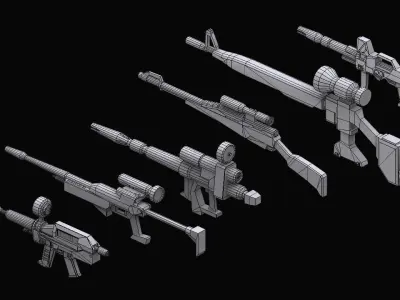 Gundam Earth Federation Rifles 3D model