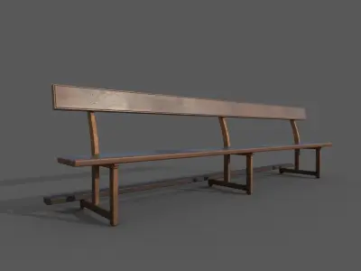Church Bench Low-poly 3D model
