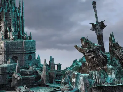 Van Helsing Mountain Fortress massive 3D model