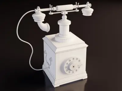 Old rotary dial telephone Low-poly 3D model
