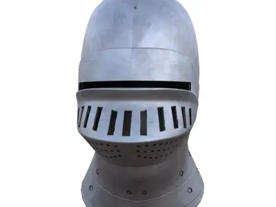 Low Poly Medieval Knight Helmet PBR 4K Armor 3D Model Low-poly 3D model