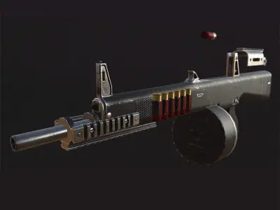 3DRT - Modern firearms HD - AA-12 Low-poly 3D model