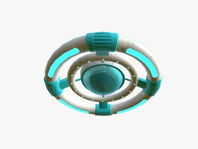 Alien Spaceship UFO E12 Cartoon - Sci Fi Spacecraft Design Low-poly 3D model