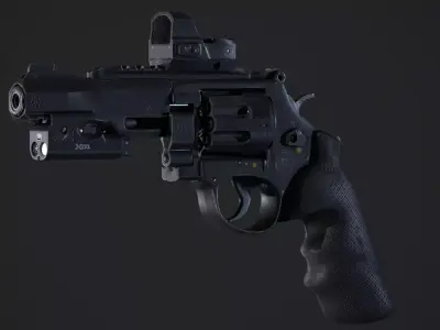 Revolver- gameready-PBR gun Low-poly 3D model