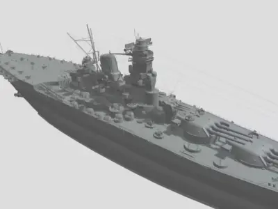 Aki Japanese Yamato Hybrid Class Battleship 3D print model