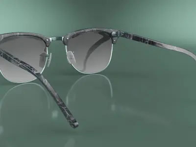 Clubmaster Shape Grey Lens Sunglasses 3D model