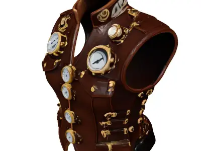 Steampunk Leather Vest Costume 3D model