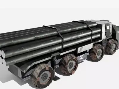 BM-30 Smerch Russian Vehicle Low-poly 3D model