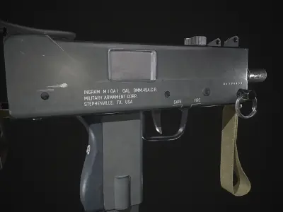 Mac-10 Submachine Gun Low-poly 3D model