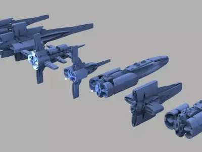 7 Spaceship Designs 3D model