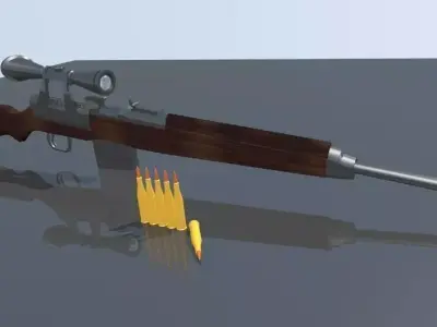 WW2 German Rifle Gewehr 43 for Blender Low-poly 3D model