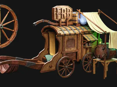 western wagon Free low-poly 3D model