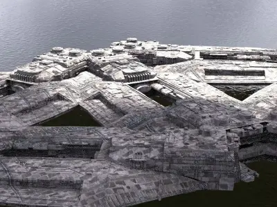 Sci-Fi dark Platforms Floating 6  3D model
