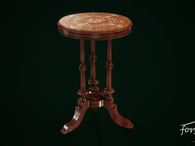 Antique Three-Legged Round Stool Low-poly 3D model