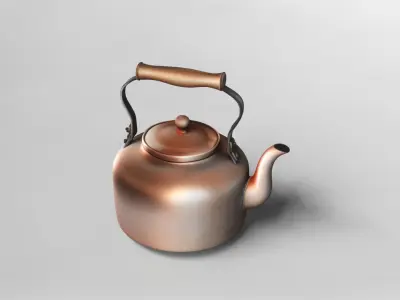 Vintage Copper Teapot 3D Model 3D model