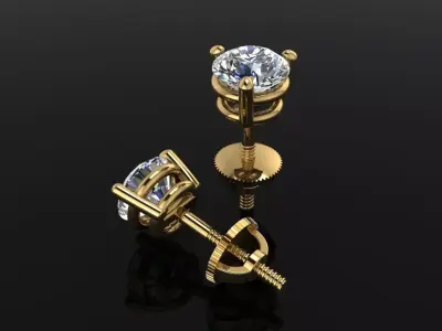 3 Prong Solitaire Earring Stud Basket 4mm50 3D print model