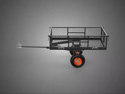 BLACK MESH TRAILER CART TOWING TRACTOR WAGON TROLLEY DOLLY FARM 3D model