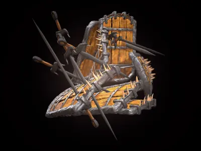 An epic sword and shield Low-poly 3D model