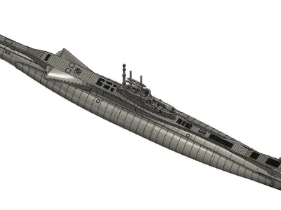 British T-class submarine 1-350 scale model STL 3D print model