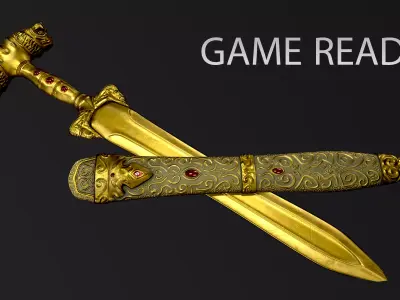 Golden Dagger Low-poly 3D model