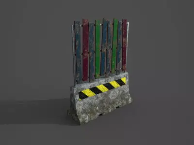 Concrete barrier  Low-poly 3D model 4
