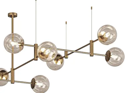Chandelier With Glass Shades On GAP Rods  3D model